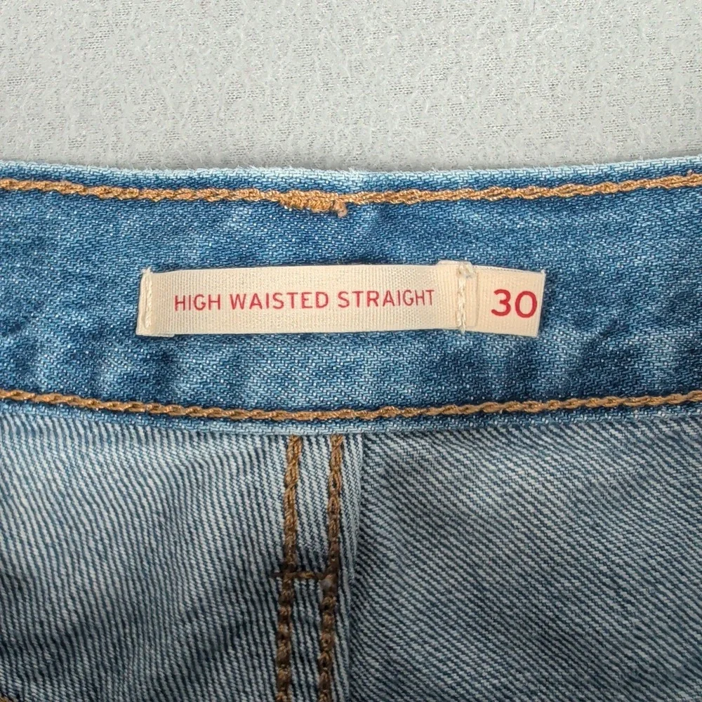 Levi's Jeans Women 30 Blue High Waisted‎ Straight Distressed A0092-0007 Denim